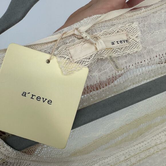 NEW Anthropologie A'Reve Ivory Lace High-Low Blouse Sz Small - Picture 7 of 9